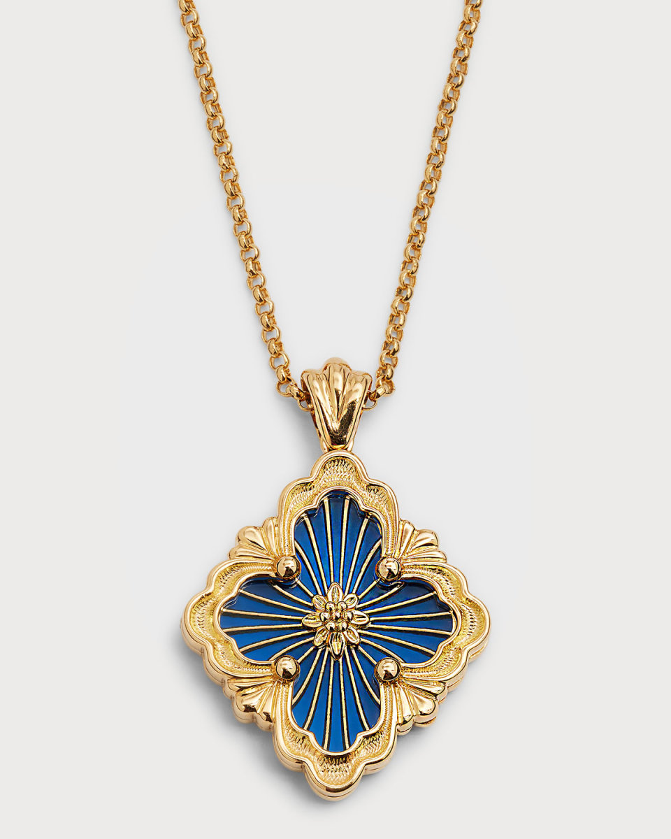 Opera Tulle Pendant Necklace in Big Motif Blue and 18K Yellow Gold